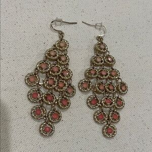 Elegant Gold and Coral 🪸 Chandelier Earrings